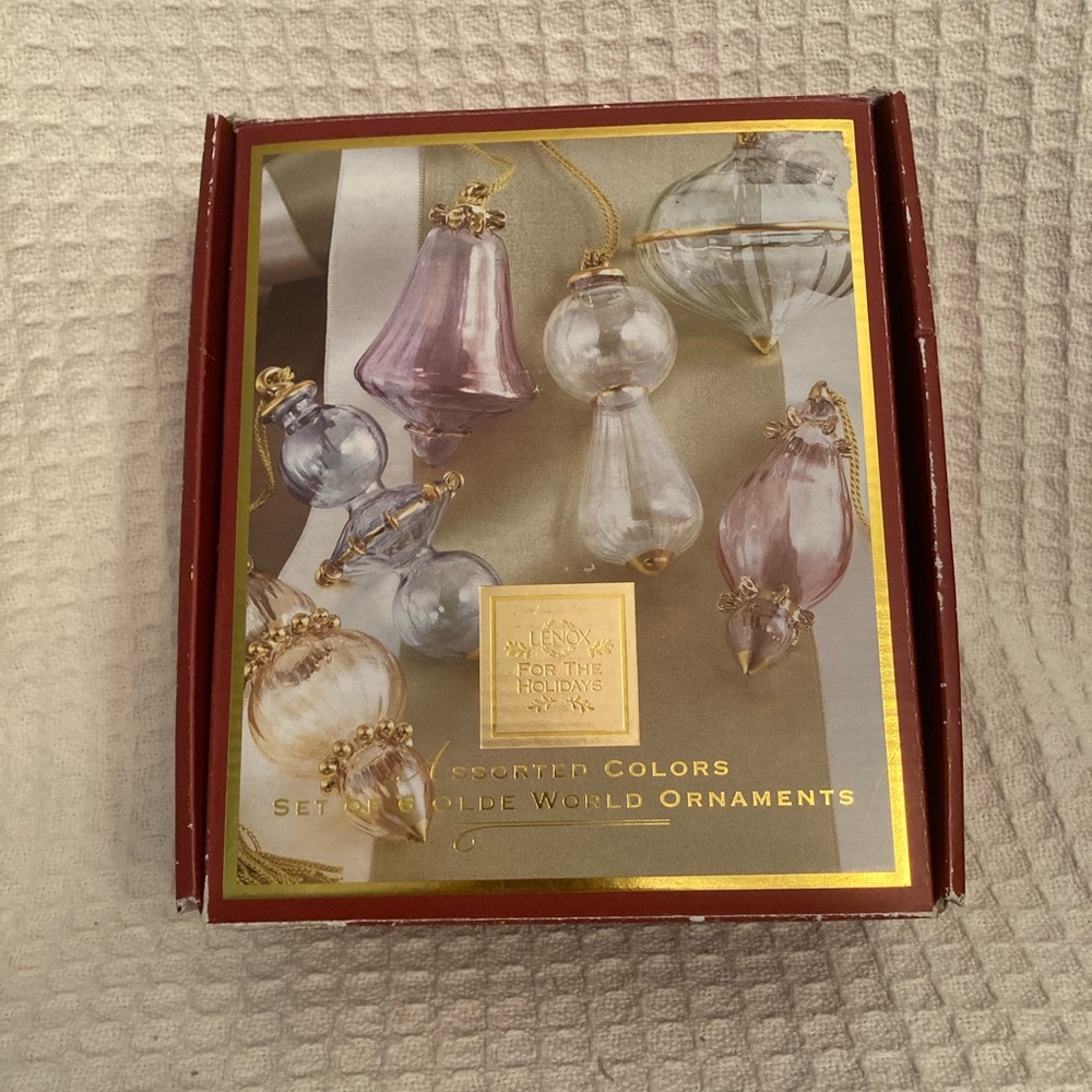 Lenox For The Holidays Olde World Ornaments Set Of 6 Colors & Shapes EUC